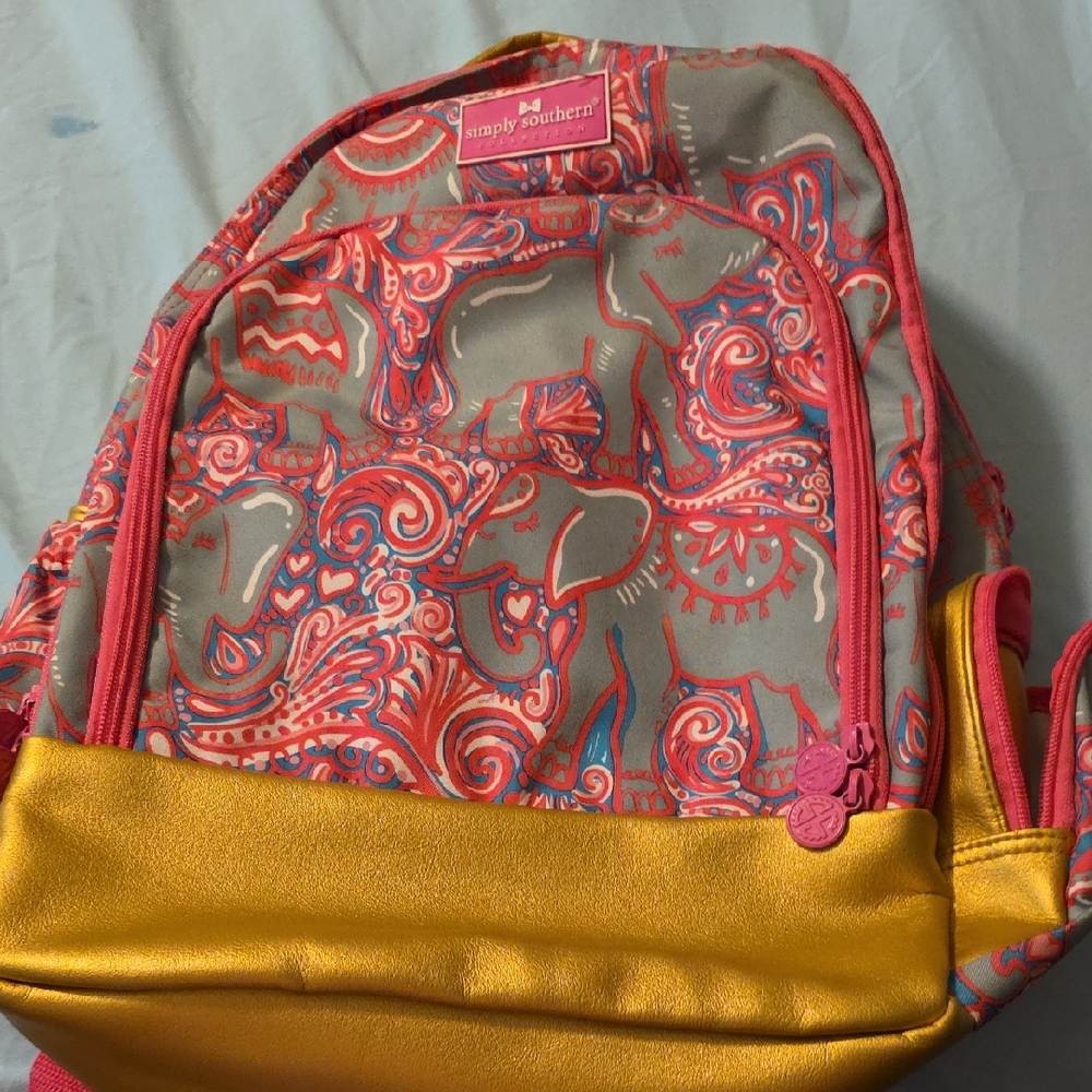 Simply Southern Gray and Pink Elephant Backpack